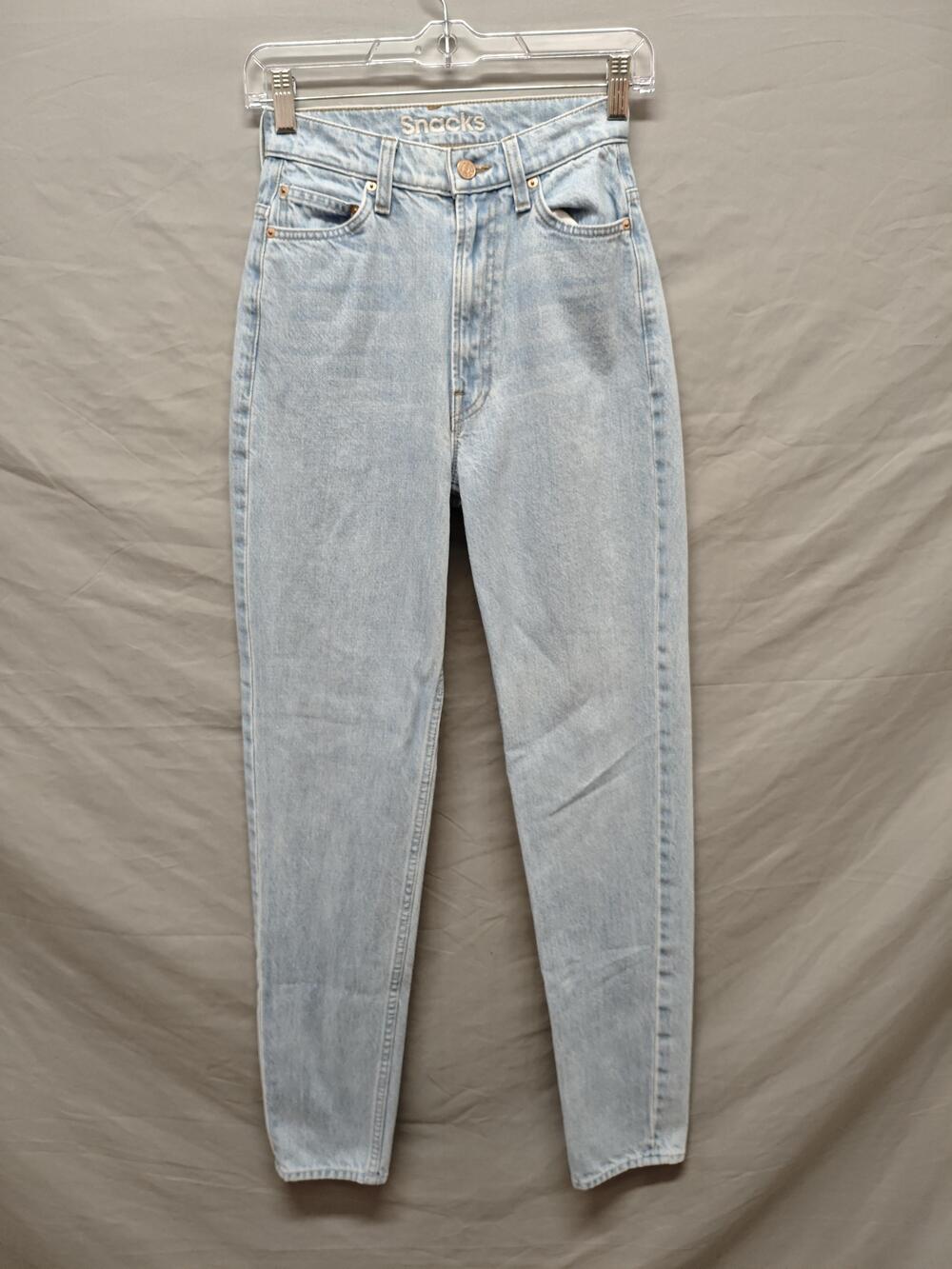 Mother Snacks Jeans Womens 23 Light Wash High Rise Tapered Leg Denim Made USA